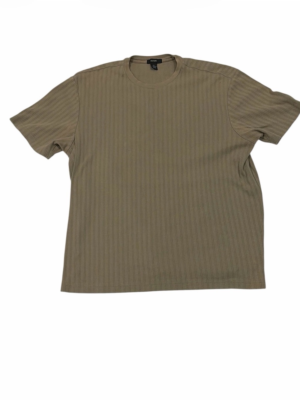 Alfani Men’s XL Brown Khaki Ribbed Short Sleeve Crew Neck Shirt
